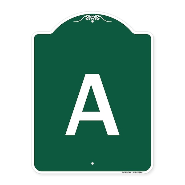 Signmission Designer Series Sign-Sign W/ Letter A, Green & White Aluminum Sign, 18" x 24", GW-1824-22964 A-DES-GW-1824-22964 - main